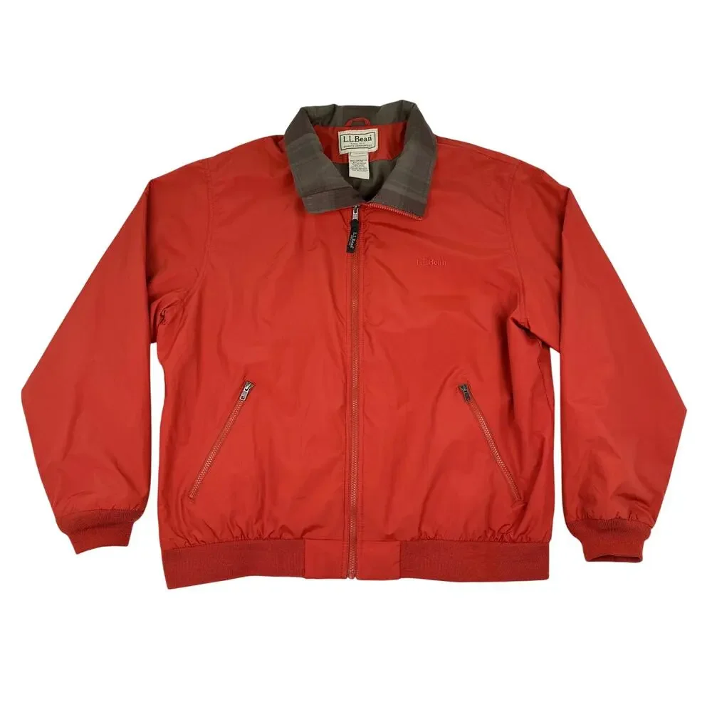 L.L.Bean Nylon Jacket XL Red Orange Zip Bomber Outdoor Gorpcore Utility 2000s